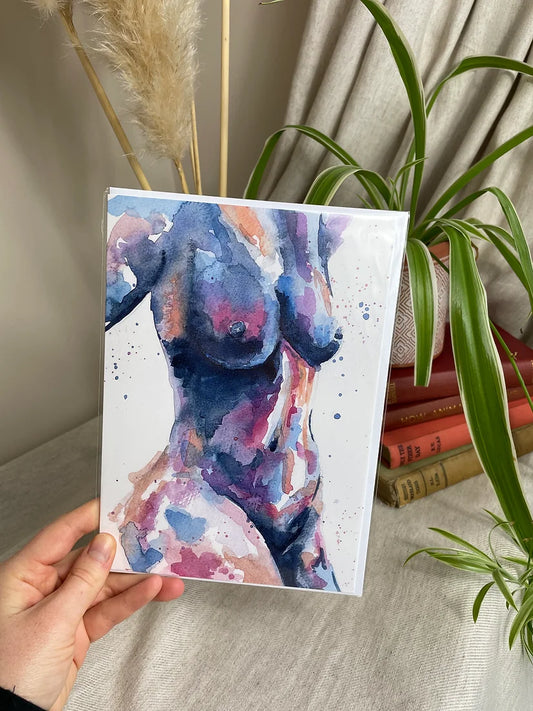 Watercolour Nudie I Greetings Card